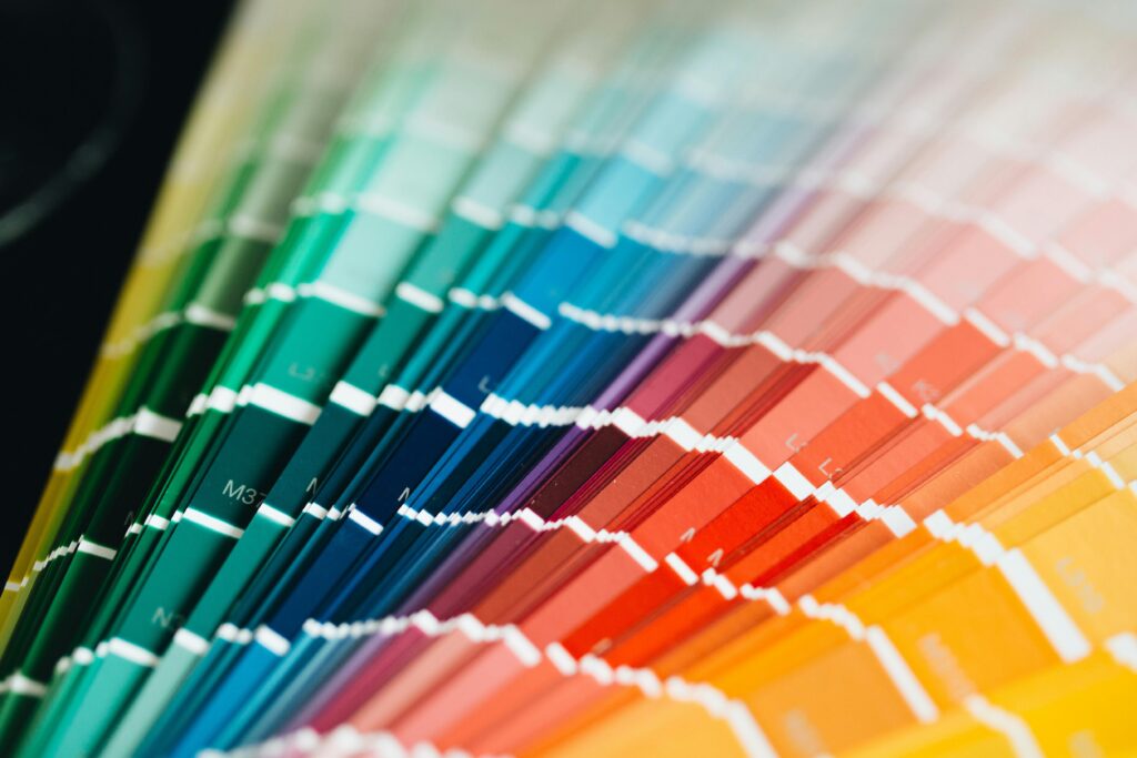 Painter's color swatch of paint color squares.